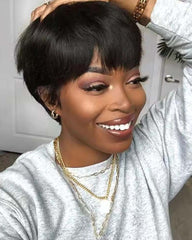 Leila | Straight Human Hair Pixie Wig (No Lace)