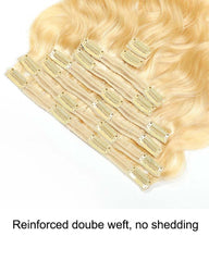 Body Wave Blonde #613 Clip ins Human Hair Extensions