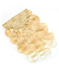 Body Wave Blonde #613 Clip ins Human Hair Extensions