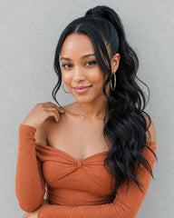Body Wavy Human Hair Drawstring/ Velcro Ponytail Extensions