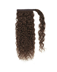 Water Wave Brown Human Hair Ponytail Extensions