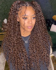 Mèches épaisses de cheveux humains ondulés profonds, tresses bohèmes brunes sans trame