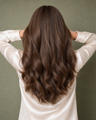 Perruque à monture en dentelle avec cheveux européens de qualité supérieure, couleur brun foncé, coupe latte