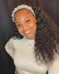 Lara | Curly Human Hair Headband Wig