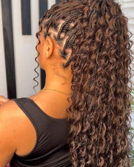 Mèches épaisses de cheveux humains ondulés profonds, tresses bohèmes brunes sans trame