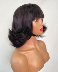 Leilani | Heavy Layers Shoulder Length Flippy Bob Human Hair Wig with Bangs