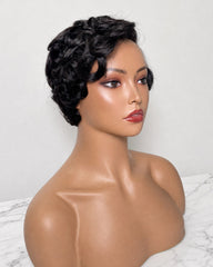 Angie | 5x5 HD Closure Romance Wave Human Hair Glueless Pixie Wig