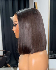 Perruque Bob sans colle Basira | Perruque à fermeture en dentelle HD 2x6 5x5 en cheveux bruts SDD