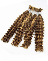 THICK BUNDLES Human Hair Deep Wave Highlights Boho Braids Weftless Bundle Human Braiding Hair