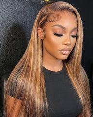 Alisha | Human Hair Highlight Honey Blonde 13x4 Transparent Lace Frontal Wig