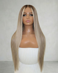 Alva | Dark Roots Ash Blonde Lace Wig