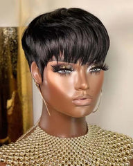 Leila | Straight Human Hair Pixie Wig (No Lace)