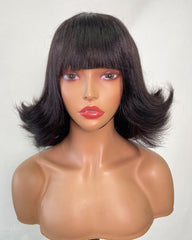 Leilani | Heavy Layers Shoulder Length Flippy Bob Human Hair Wig with Bangs