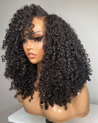 Donna | SDD Kinky Curly Layers Side Part Fringe Bangs HD Lace Glueless Wig