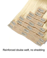 Straight Blonde #613 Clip ins Human Hair Extensions
