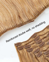Straight Honey Blonde Clip ins Human Hair Extensions