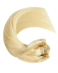 Straight Blonde #613 Clip ins Human Hair Extensions