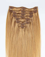 Straight Honey Blonde Clip ins Human Hair Extensions
