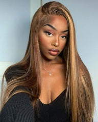 Alisha | Human Hair Highlight Honey Blonde 13x4 Transparent Lace Frontal Wig
