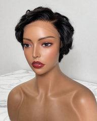 Angie | 5x5 HD Closure Romance Wave Human Hair Glueless Pixie Wig