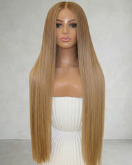 Keira | Perruque en dentelle cheveux lisses blond caramel