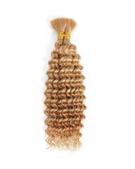 THICK BUNDLES Human Hair Deep Wave Honey Blonde Boho Braids Weftless Bundle Human Braiding Hair