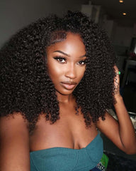 Été | Perruque afro crépue et bouclée à demi-coiffure