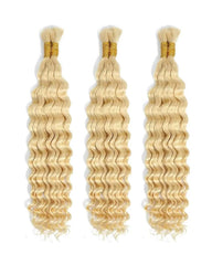 THICK BUNDLES Human Hair Deep Wave #613 Blonde Boho Braids Weftless Bundle Human Braiding Hair