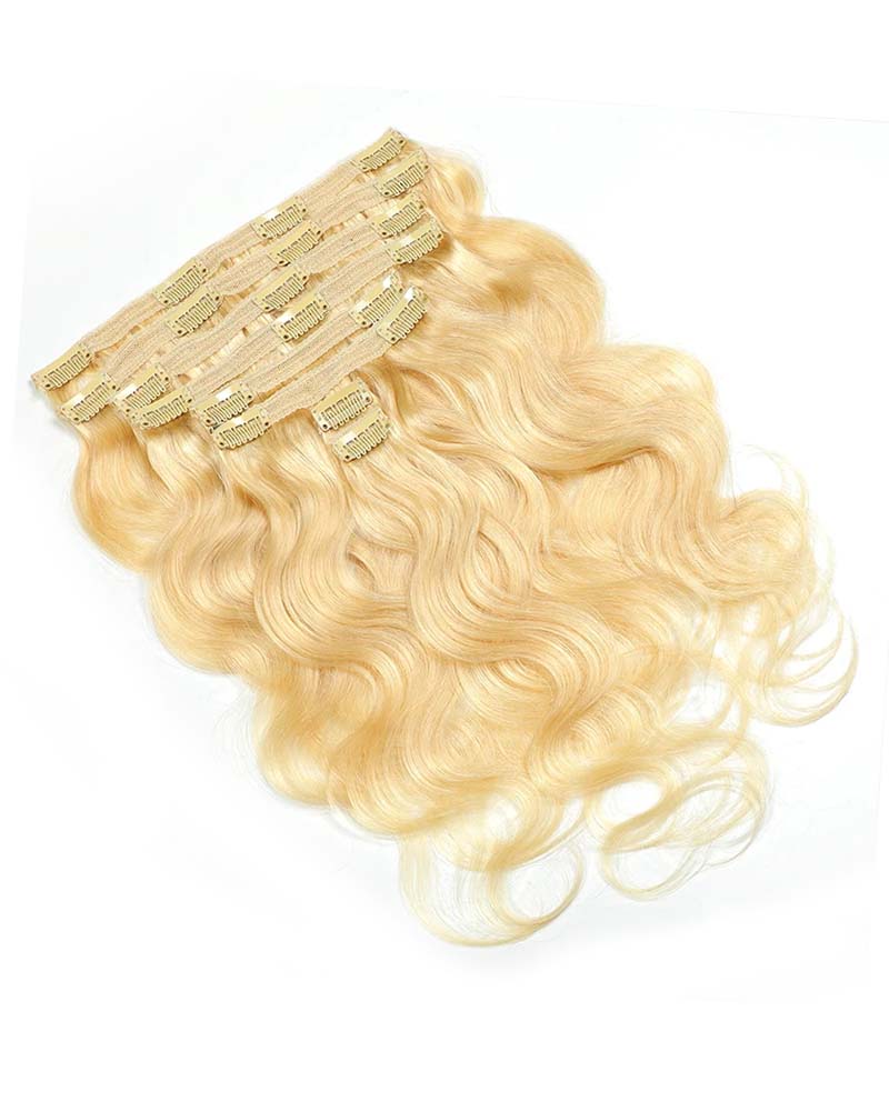 Body Wave Blonde #613 Clip ins Human Hair Extensions