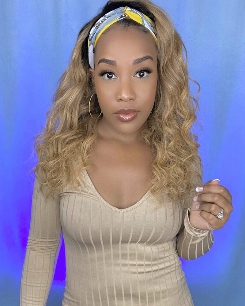Janet | Body Wave Dark Roots Honey Blonde Headband Wig