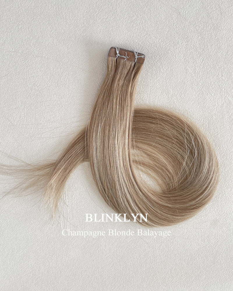 Extensions de cheveux naturels adhésives blond champagne