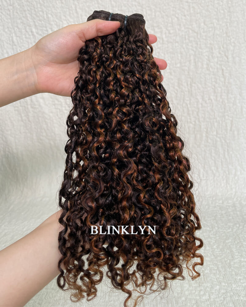 Copper Highlight Burmese Curly SDD Bundle Human Hair Extensions