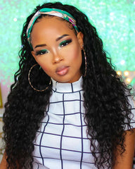 Lara | Curly Human Hair Headband Wig