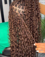 Mèches épaisses de cheveux humains ondulés profonds, tresses bohèmes brunes sans trame