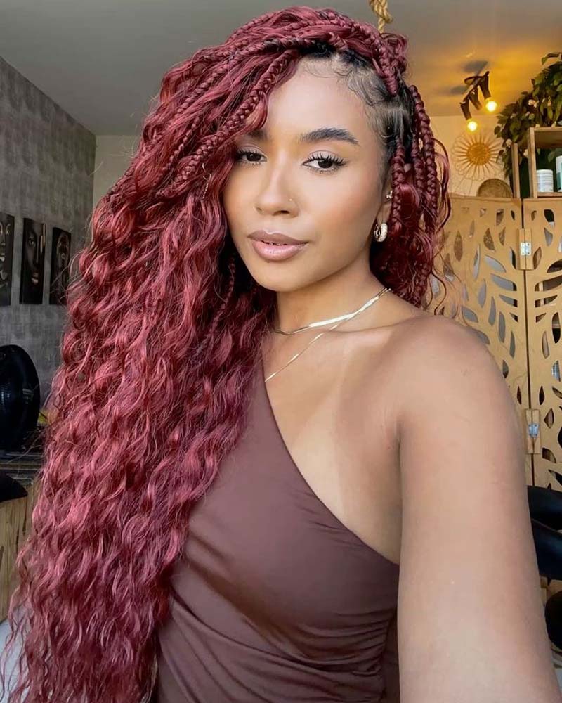 Mèches épaisses de cheveux humains Deep Wave #99J, tresses bohèmes sans trame