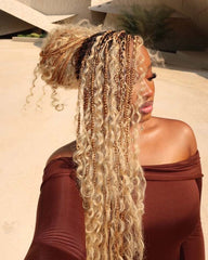 THICK BUNDLES Human Hair Deep Wave #613 Blonde Boho Braids Weftless Bundle Human Braiding Hair