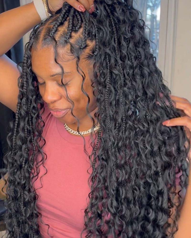 Mèches épaisses de cheveux humains ondulés profonds, tresses bohèmes sans trame