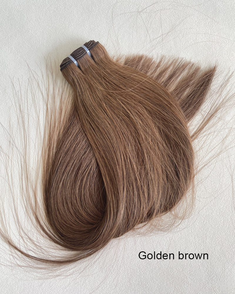 Mèches de cheveux bruts pré-colorés bruns et noirs