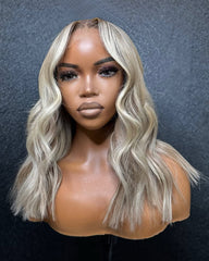 Hallie | Ash Blonde Highlight with Money Piece Raw Hair HD Lace Wig
