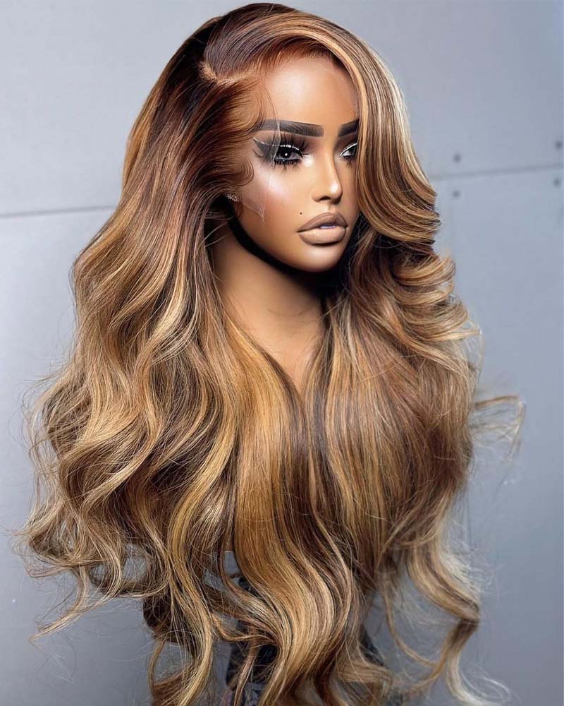 Alisha | Human Hair Highlight Honey Blonde 13x4 Transparent Lace Frontal Wig