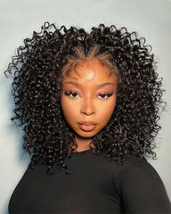 Delilah | Perruque bouclée pré-tressée avec lace frontale 13x4 en cheveux humains