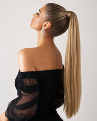 Extensions de queue de cheval en cheveux humains lisses blonds et bruns