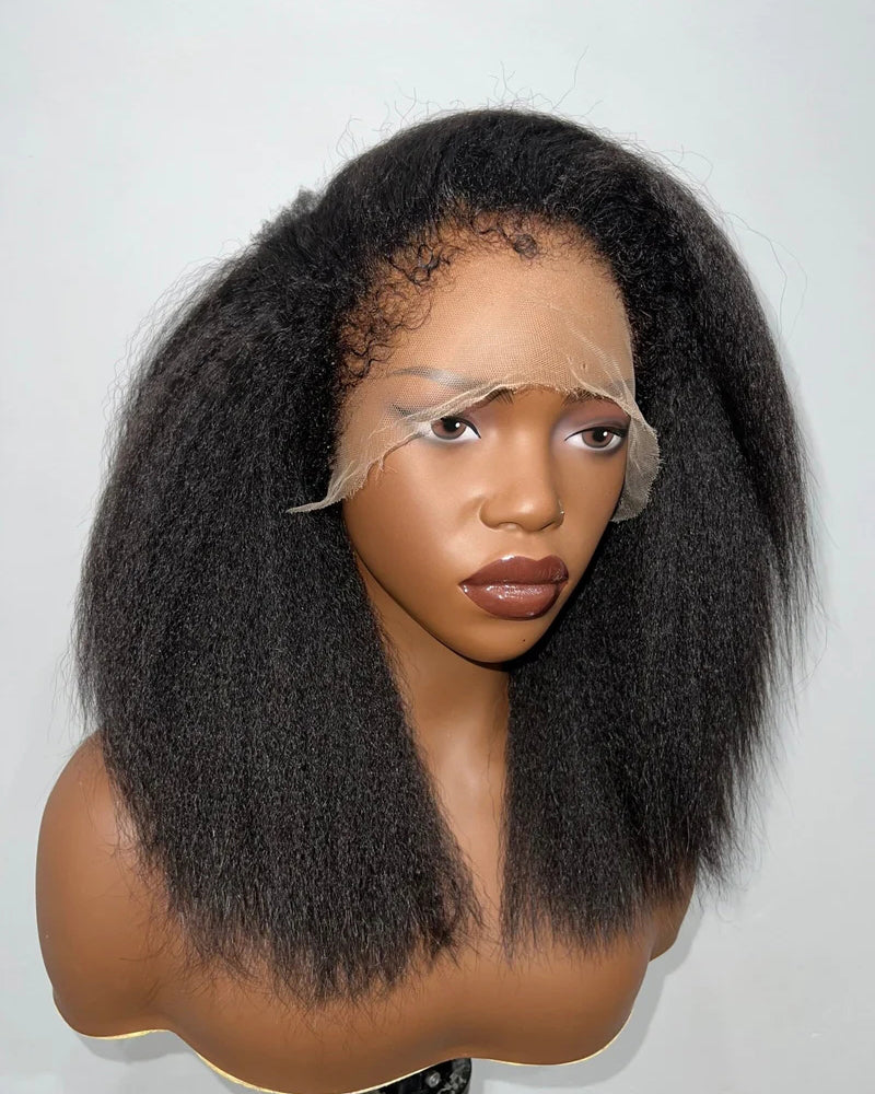 Kacey | Perruque hybride lisse et crépue avec une ligne de cheveux réaliste et naturelle