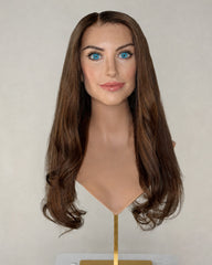 Perruque à monture en dentelle avec cheveux européens de qualité supérieure, couleur brun foncé, coupe latte