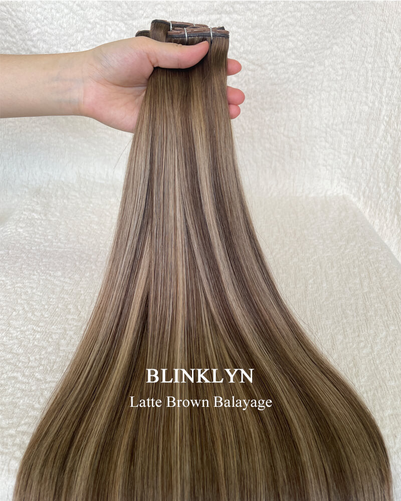 Latte Brown Balayage Genius Butterfly Weft Human Hair Extensions