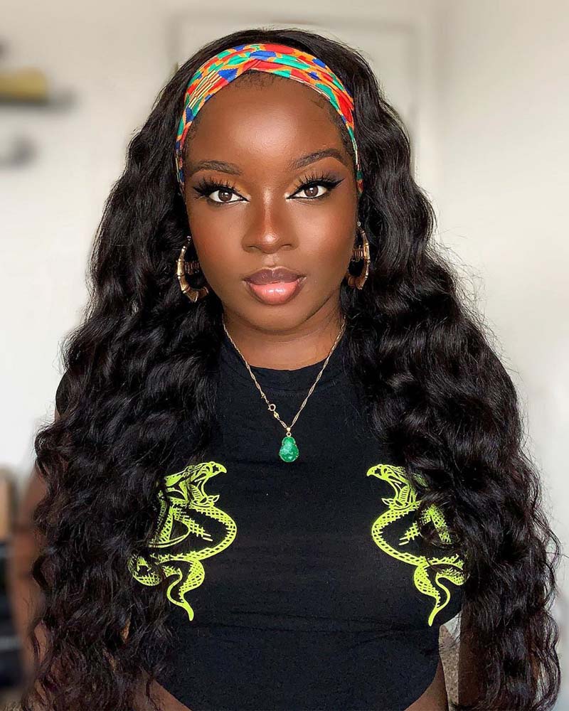 Mina | Loose Deep Wave Human Hair Headband Wig