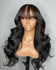 Betty | Wavy Human Hair Lace Closure & Frontal Fringe Bangs Wig