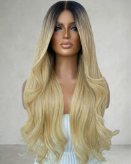 Alexis | Dark Roots Blonde Lace Top Wig