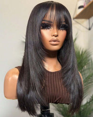 Tyra | Perruque à franges sans colle avec dentelle frontale HD et fermeture
