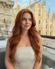Marcia | Auburn Copper Wavy Human Hair Lace Wig